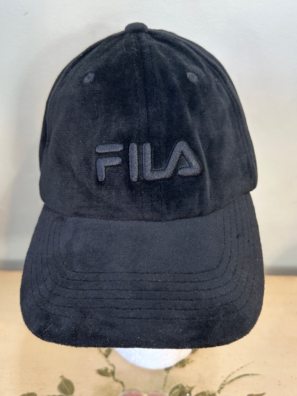 FILA Black Velvet Unisex Baseball Hat Tag photo